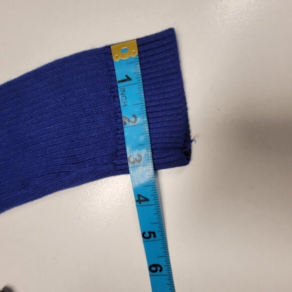 𝅺ROYAL Blue and Black Ribbed Waterfall Open Front Asymmetrical Cardigan  - NWOT - Picture 10 of 10